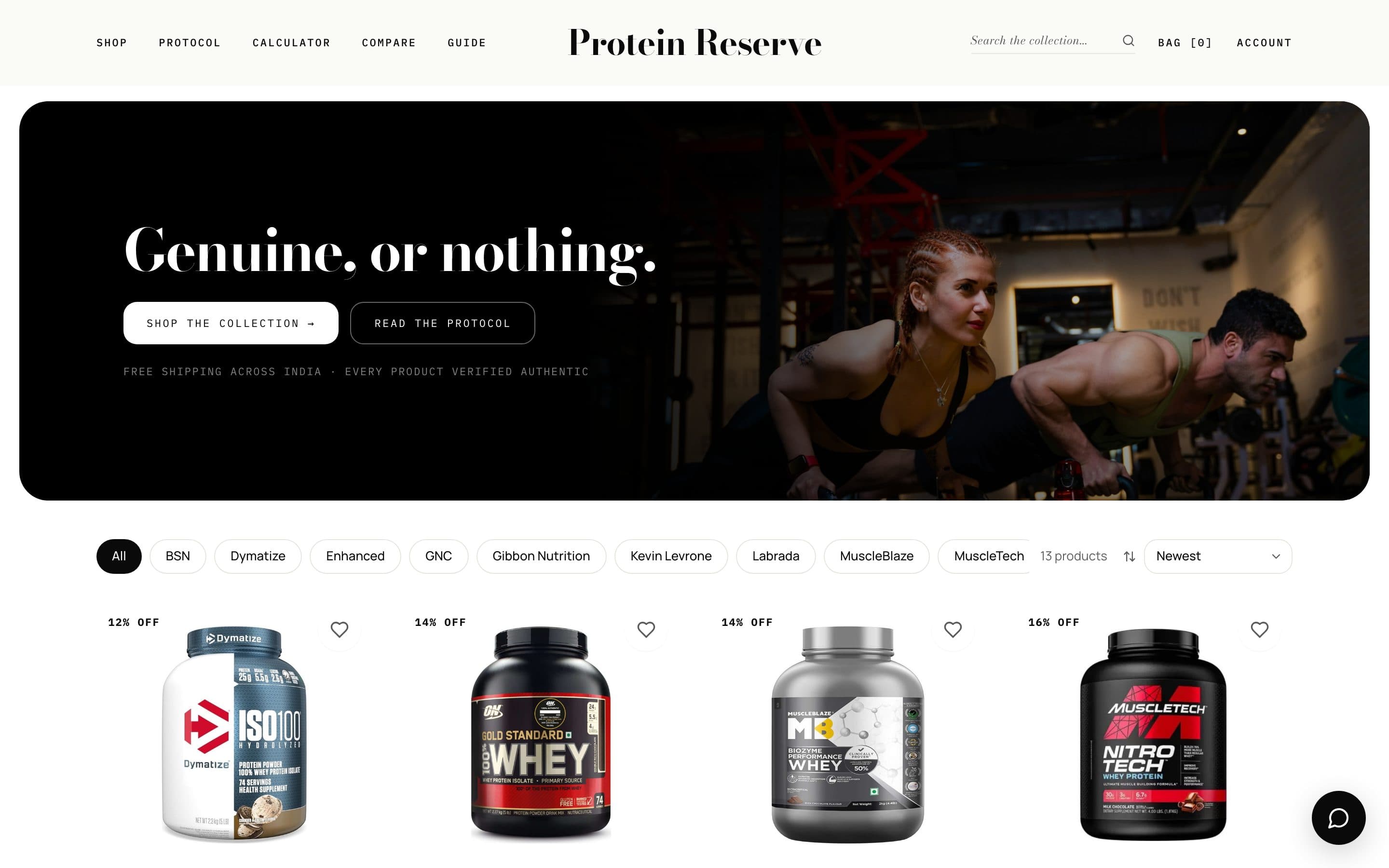 proteinreserve.in — the storefront, pre-launch